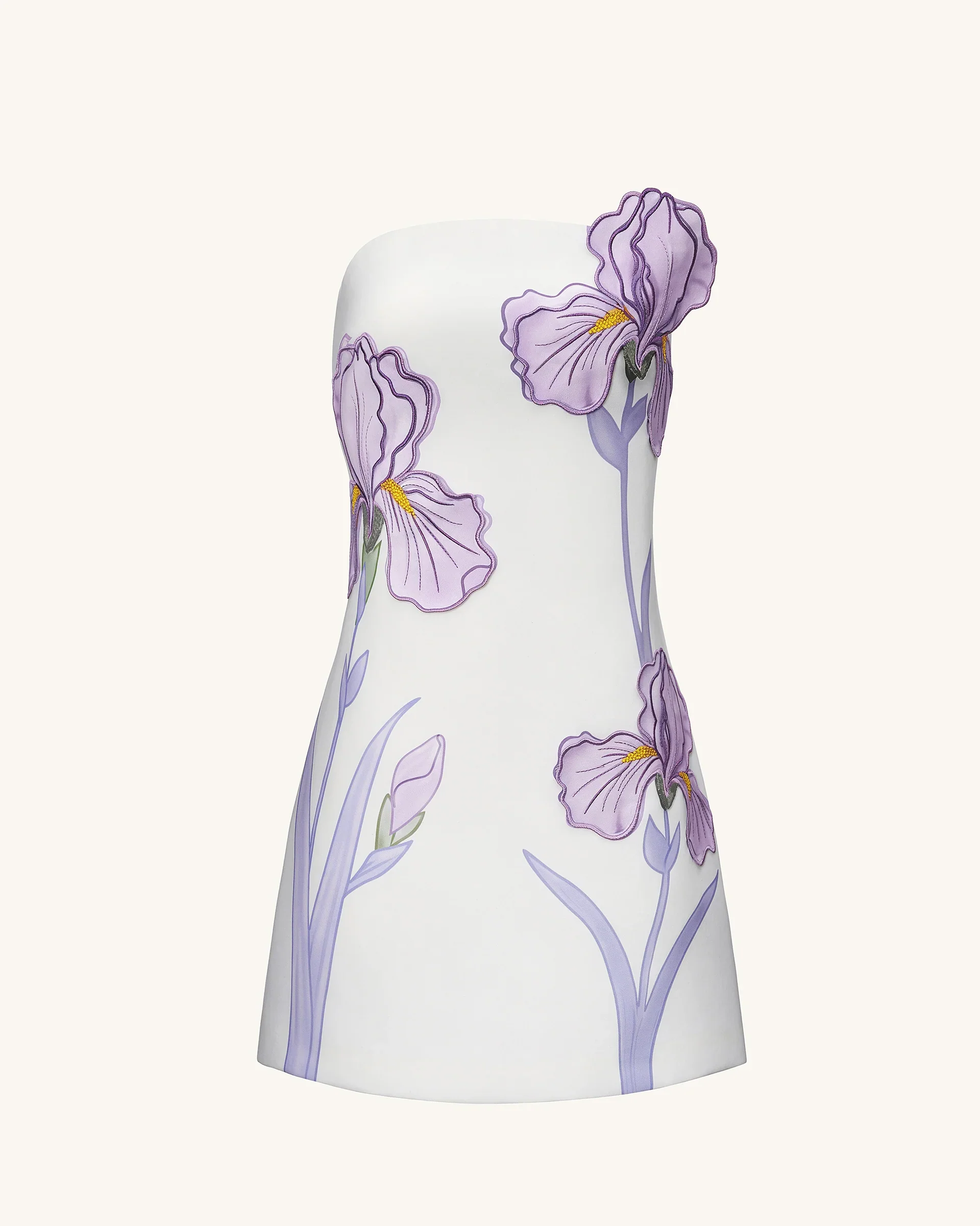 Slipper Orchid Appliqué Mini Dress - White