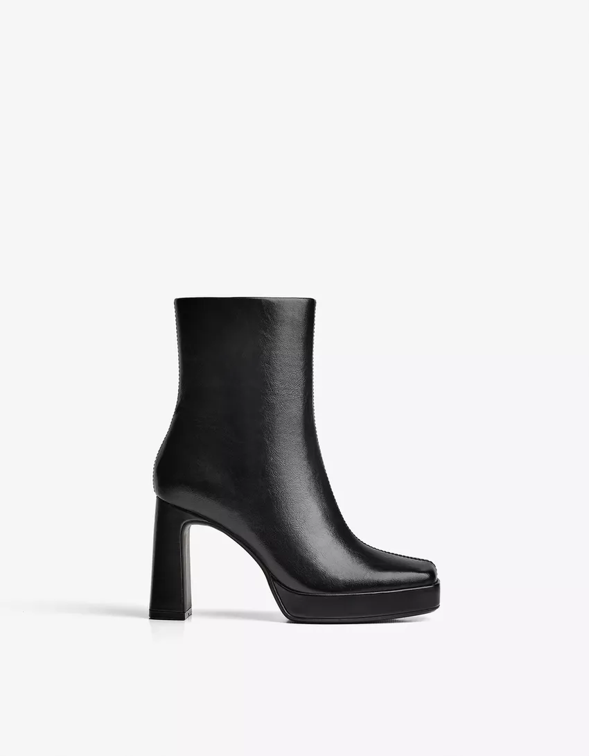 Platform heel ankle boots