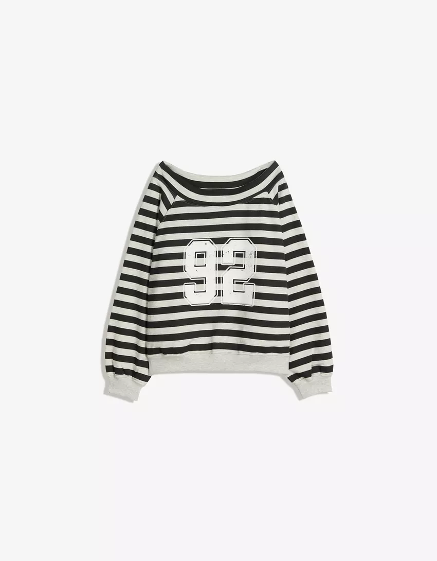 Printed boat neck sweater