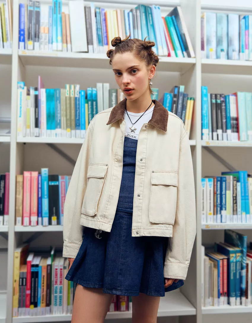 Corduroy collar jacket