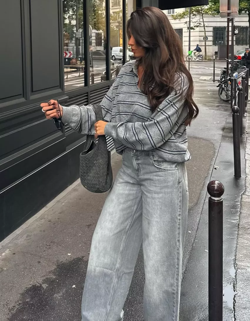 Sweater with polo collar