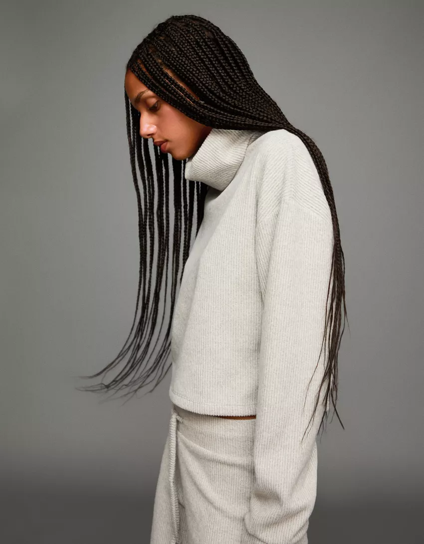 High neck ribbed sweater