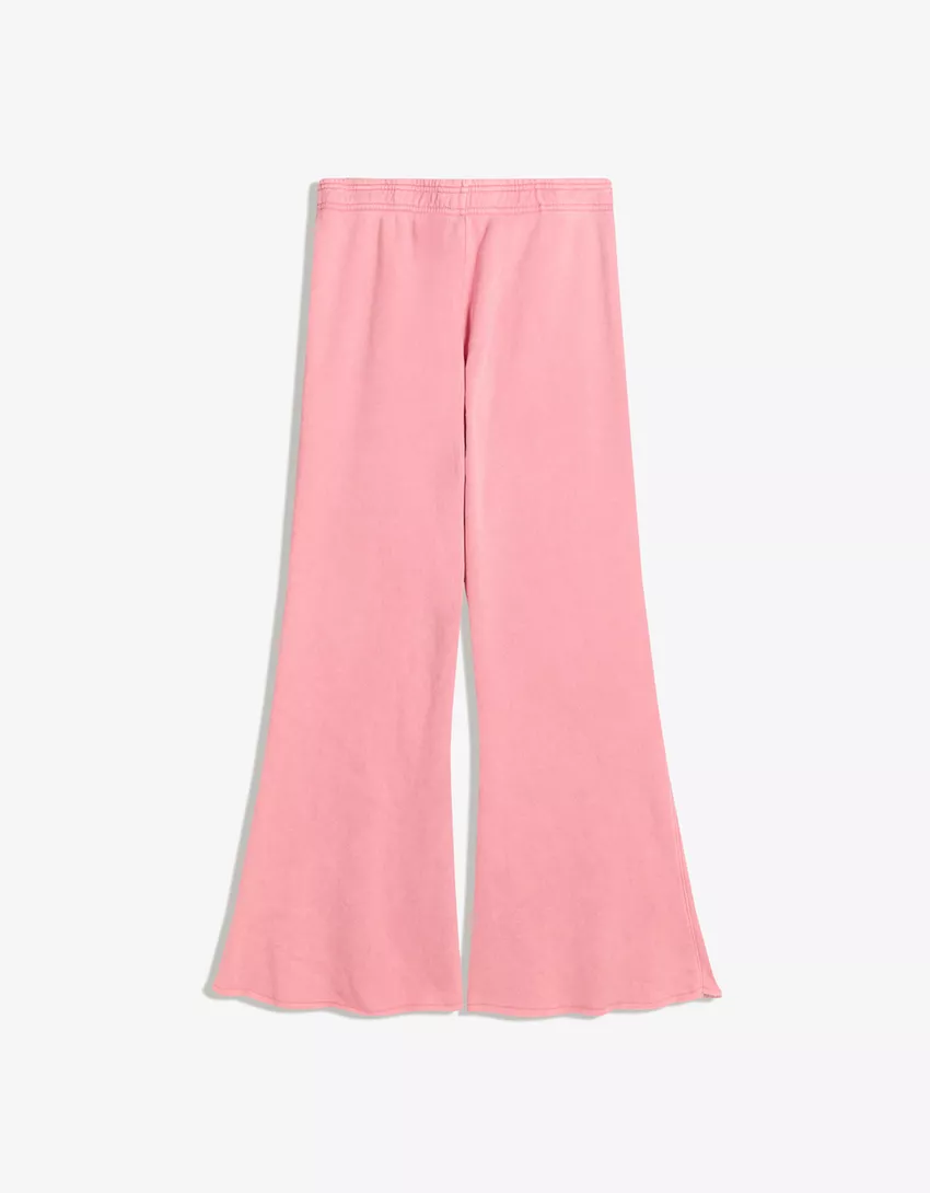 Plush flared pants with frayed hems