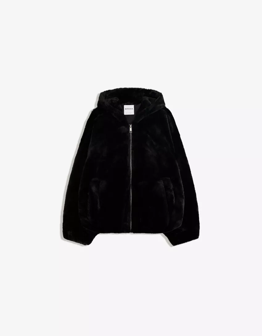 Faux fur hooded jacket