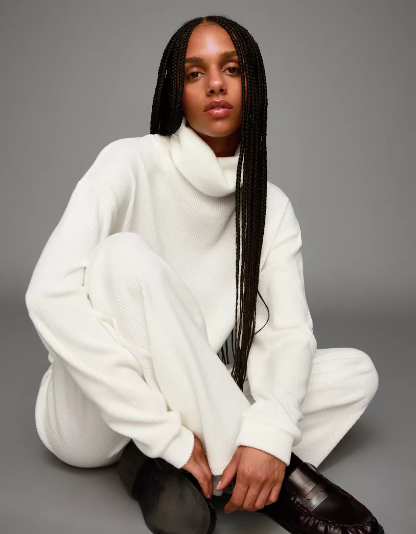 High neck ribbed sweater