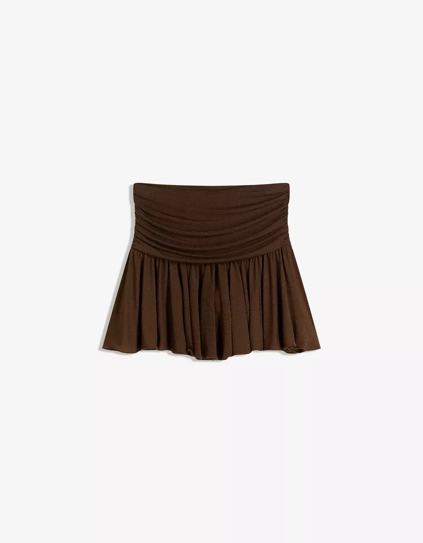 Textured metallic thread mini skirt