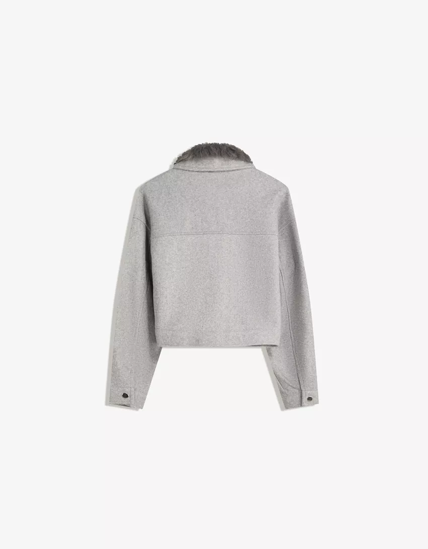 Soft trucker jacket with faux fur collar