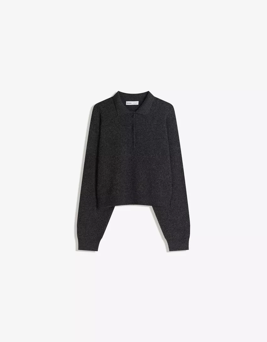 Boxy polo collar sweater
