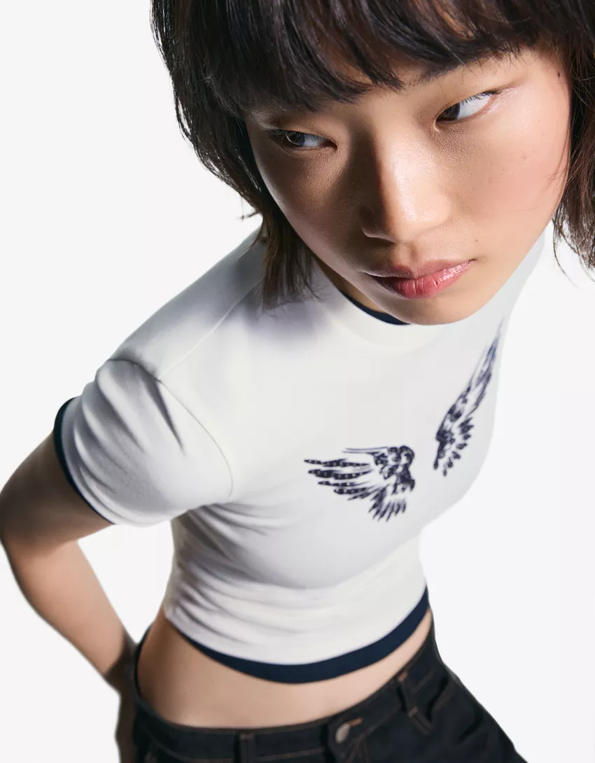 Short sleeve studded print T-shirt