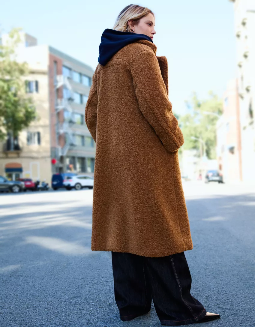 Long faux shearling coat