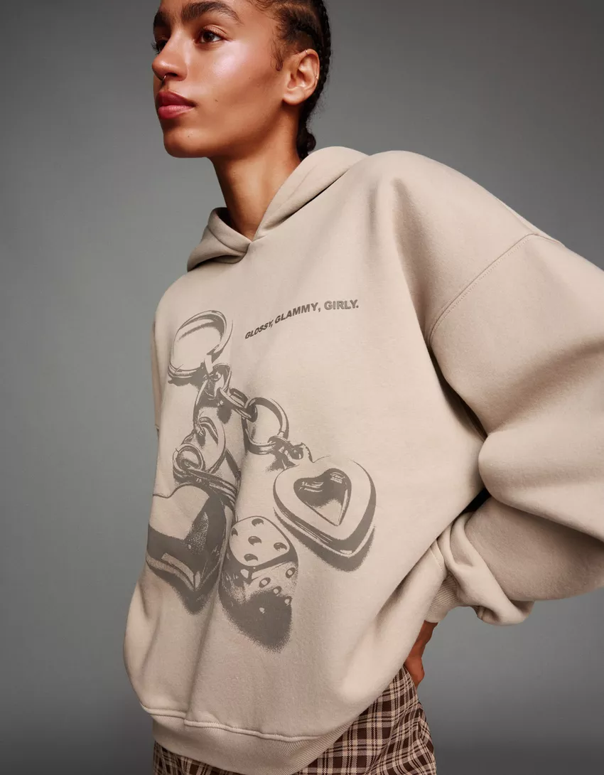 Printed zip-up hoodie