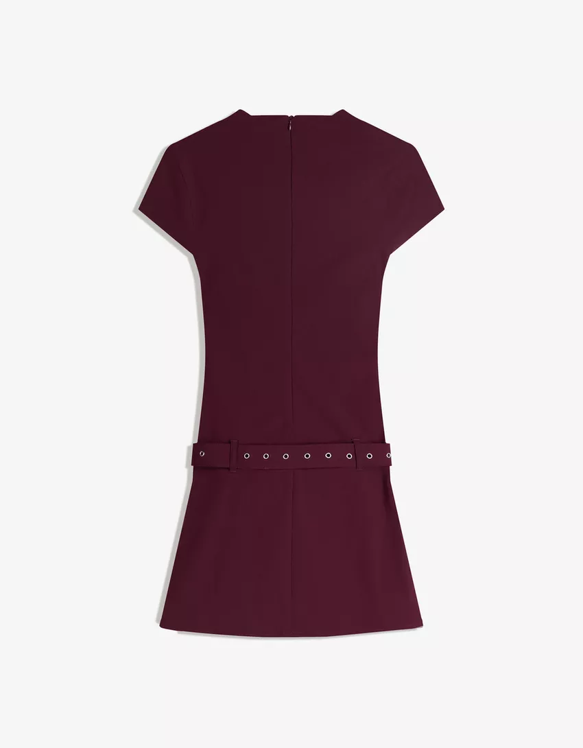 Mini dress with tie belt