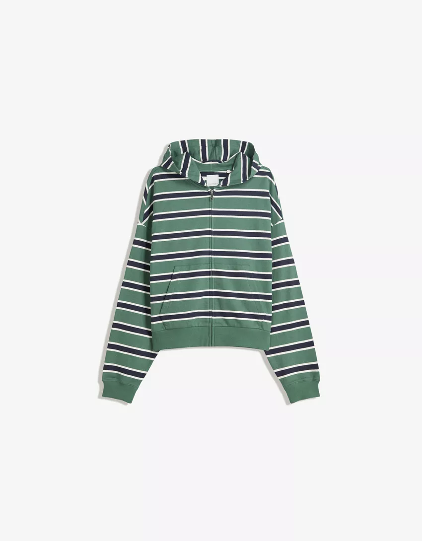 Striped zip-up hoodie
