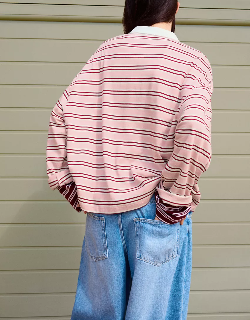 Long sleeve T-shirt with polo collar