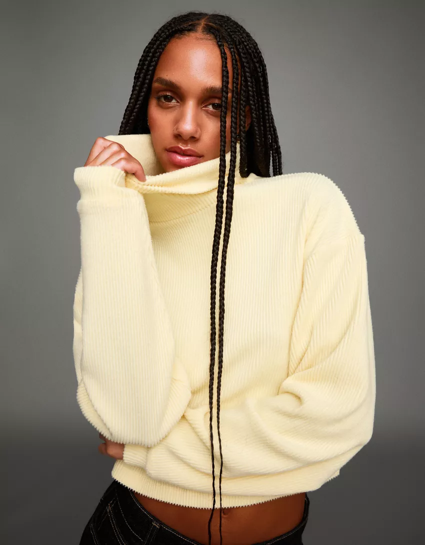 High neck ribbed sweater