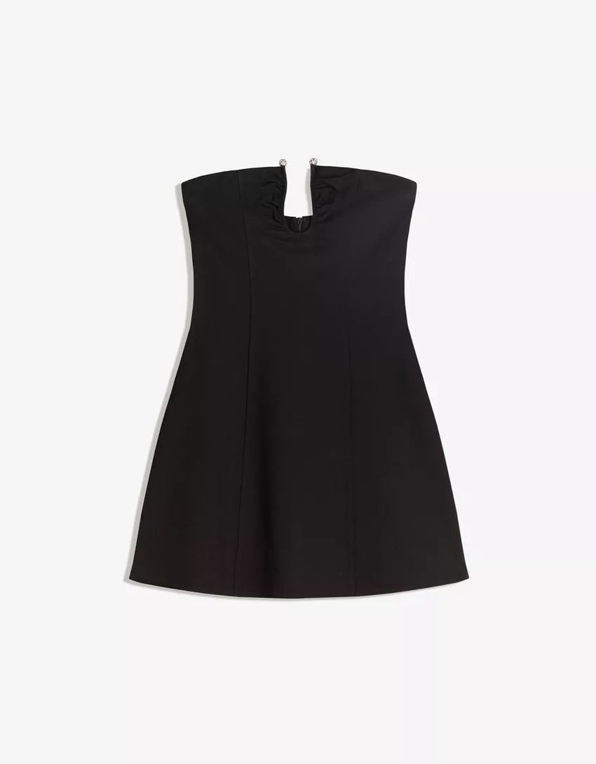 Shimmery mini dress with neckline