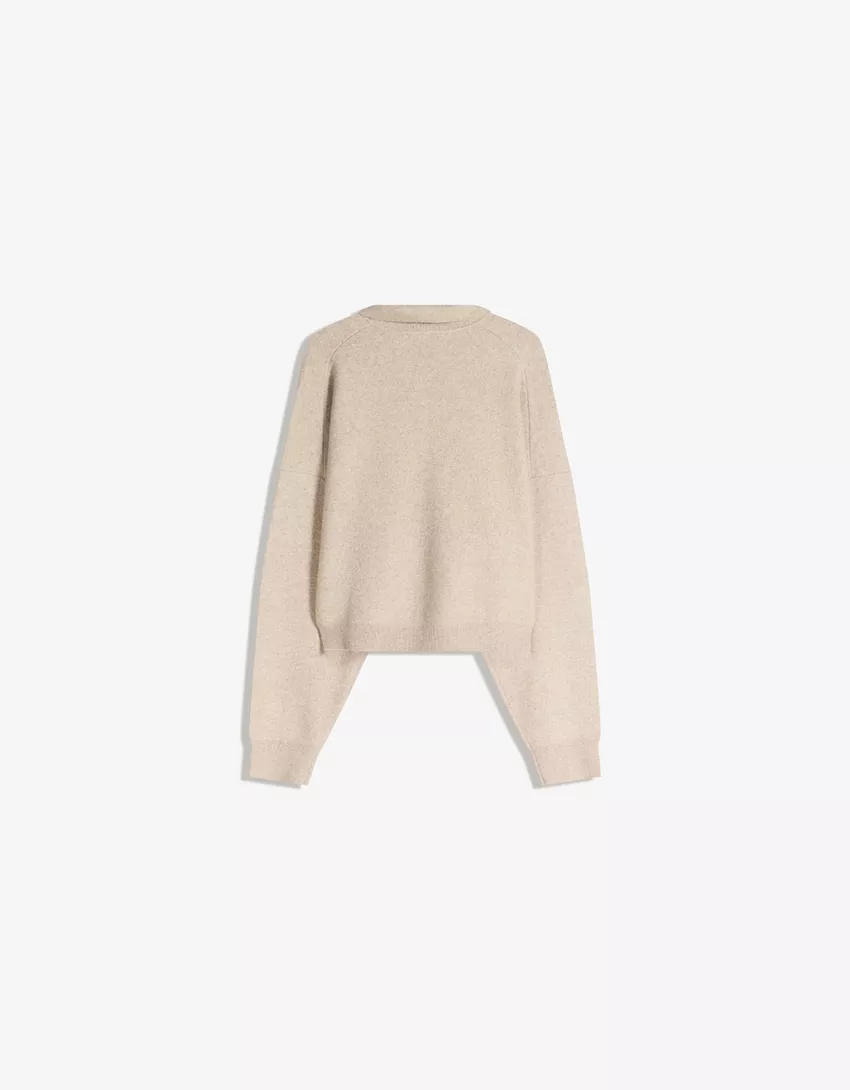 Boxy polo collar sweater