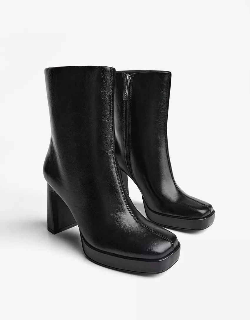 Platform heel ankle boots