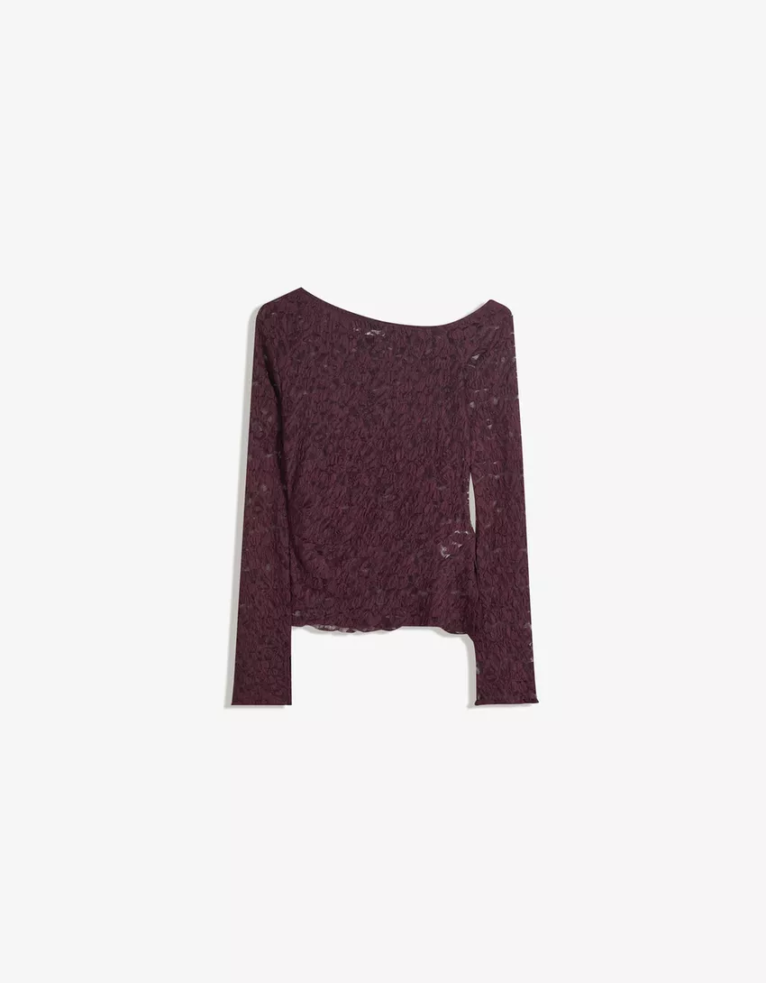 Long sleeve blonde lace top