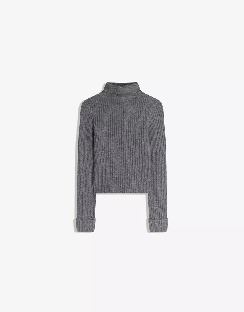 High neck ribbed sweater