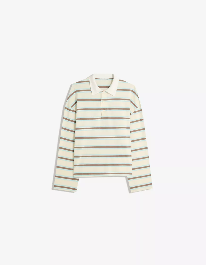 Long sleeve T-shirt with polo collar