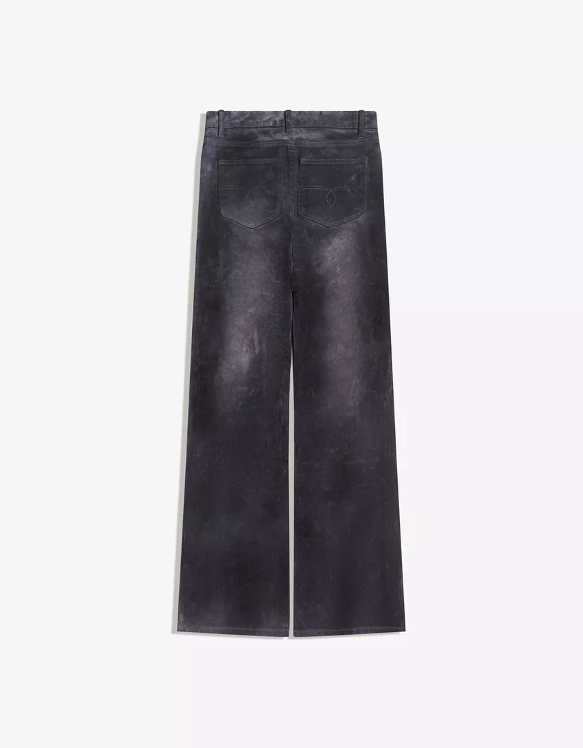 Velvet-effect bootcut jeans