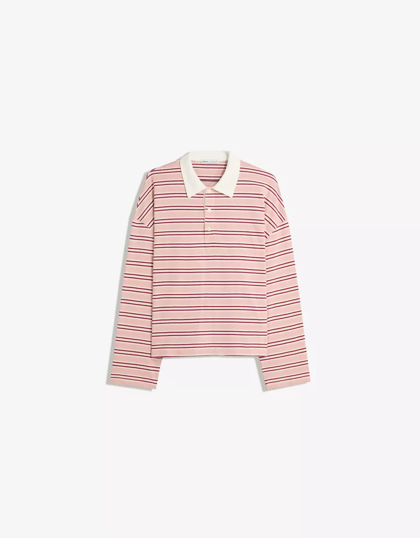 Long sleeve T-shirt with polo collar