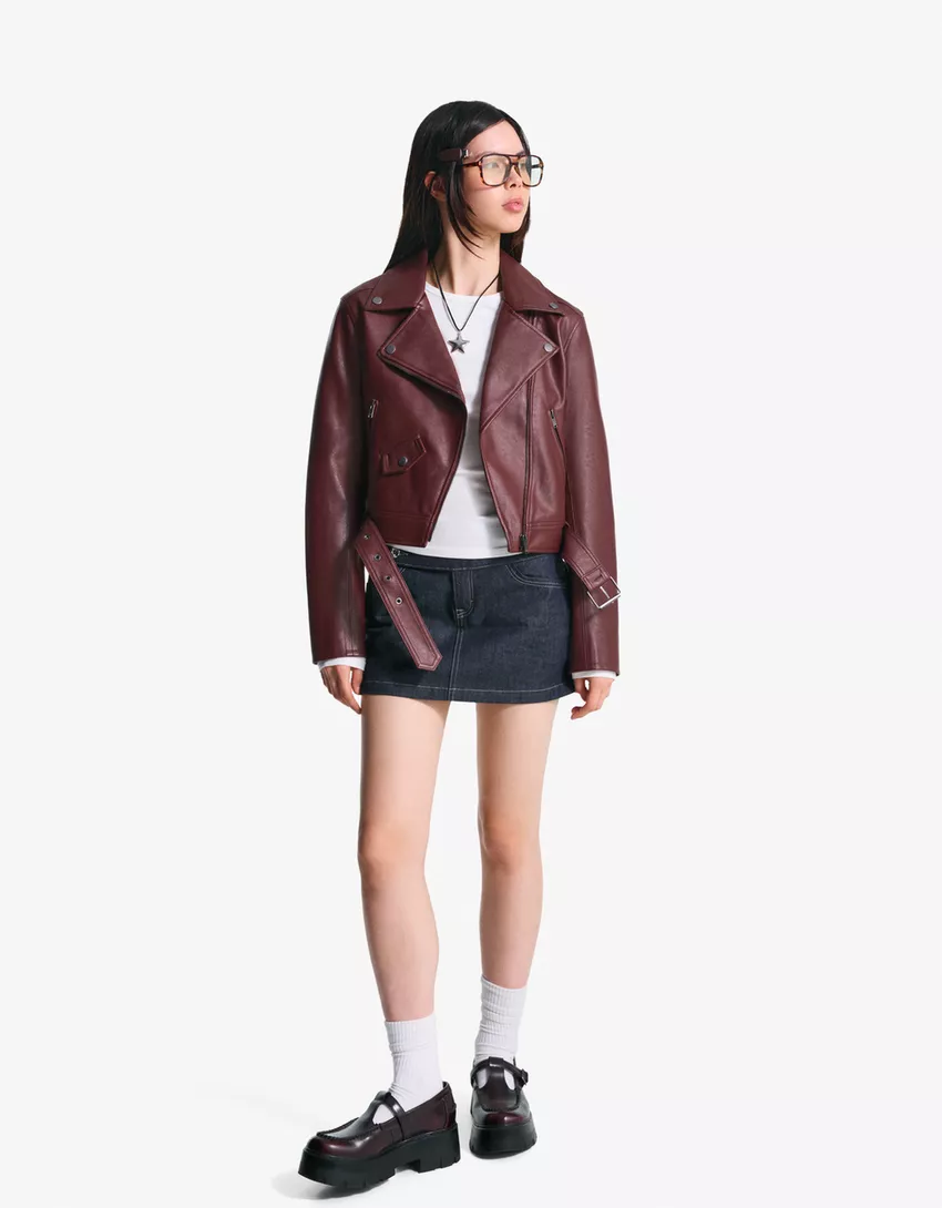 Leather effect biker jacket