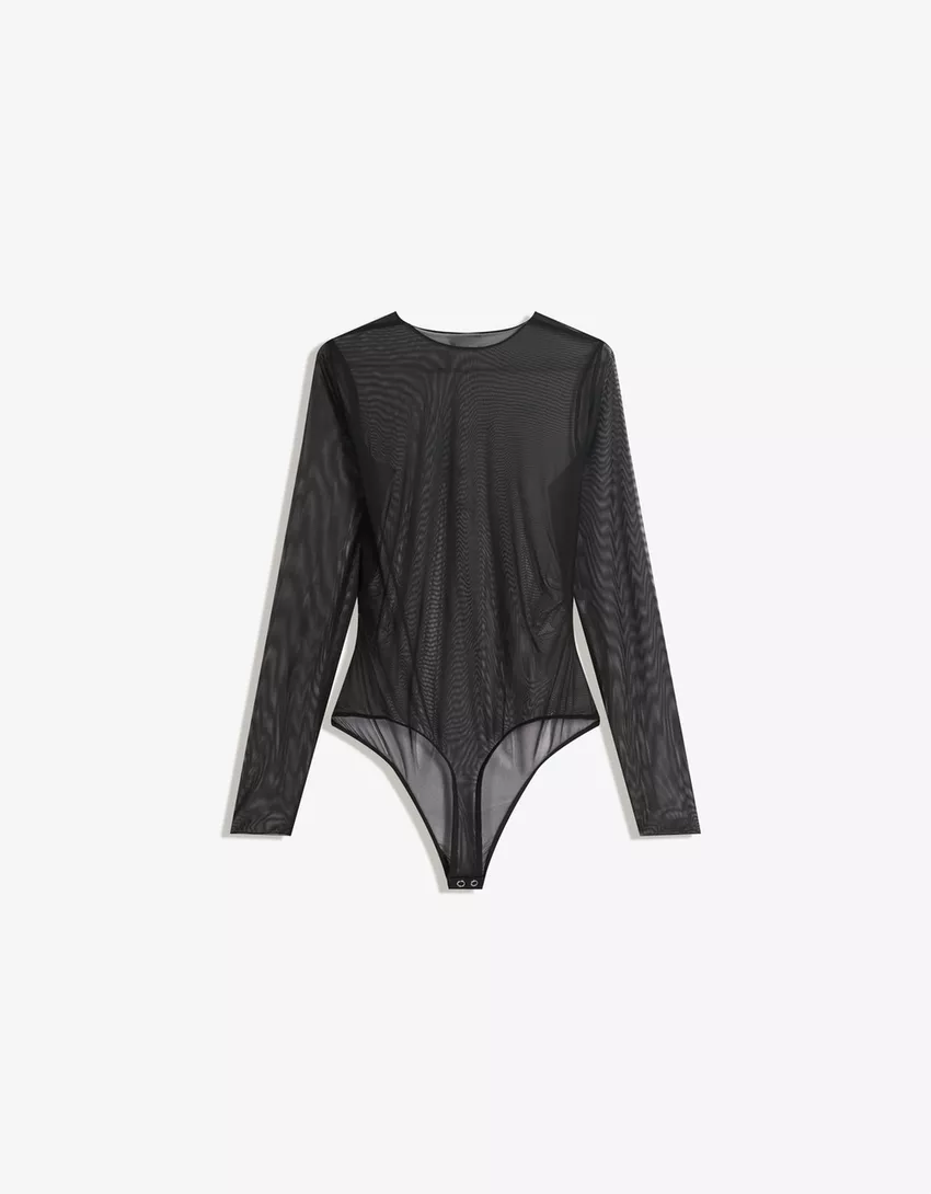 Long sleeve tulle bodysuit
