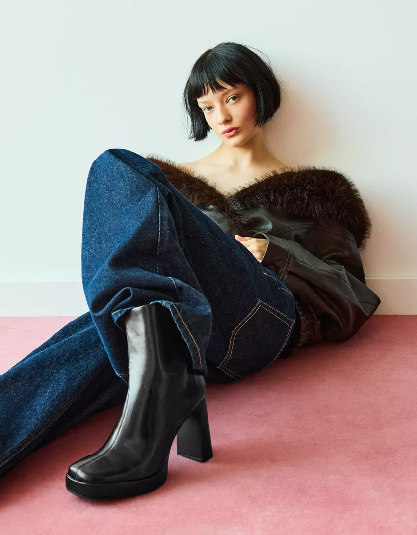 Platform heel ankle boots