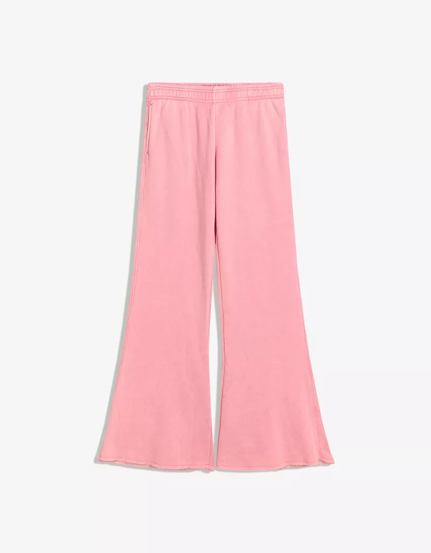 Plush flared pants with frayed hems
