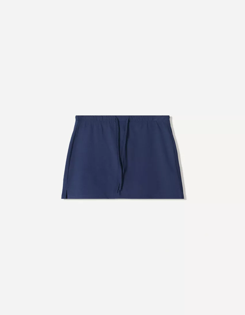 Skort with tied waistband