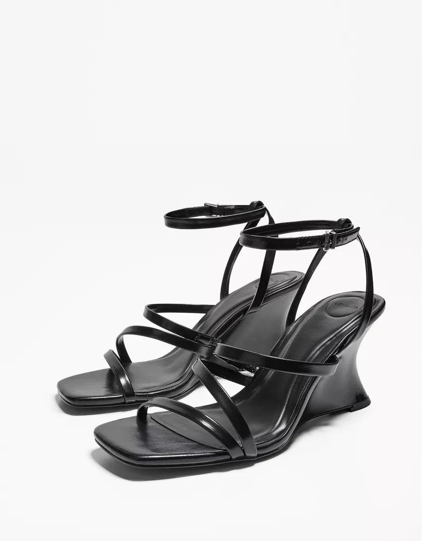 High-heel wedge sandals