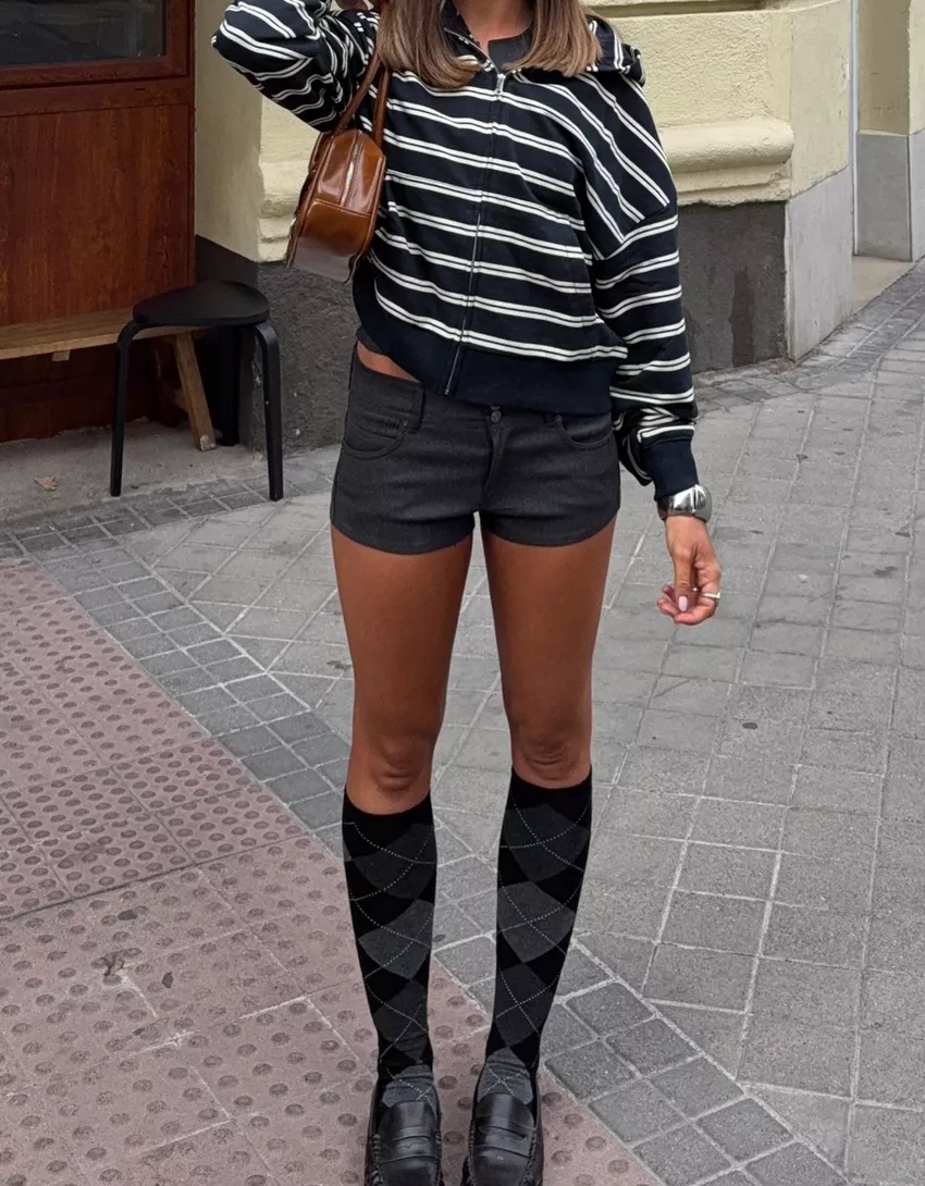 Striped zip-up hoodie