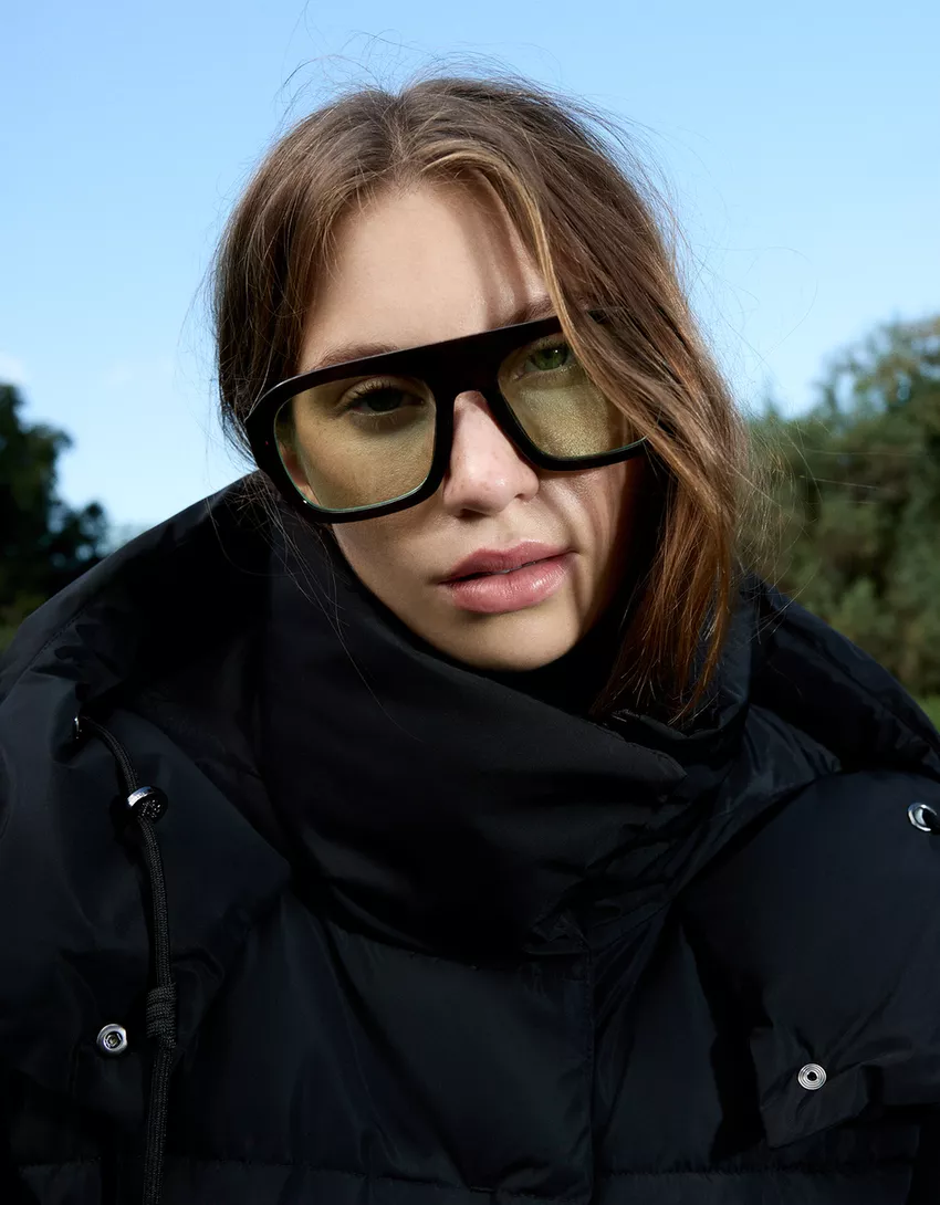 Long hoodie puffer coat