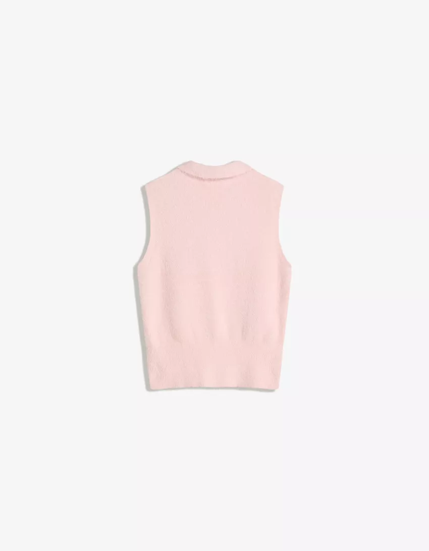 Faux fur polo collar vest