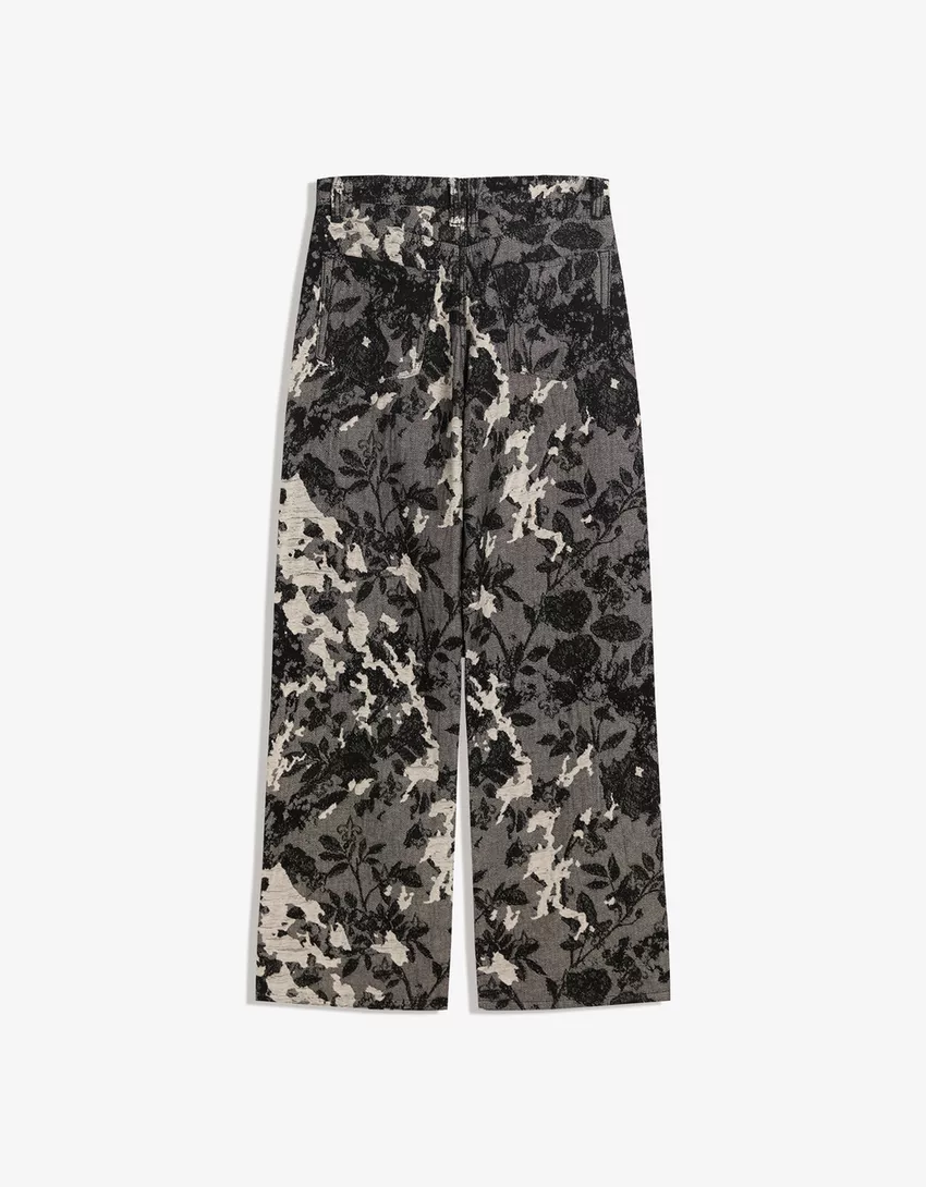 Jacquard print baggy jeans