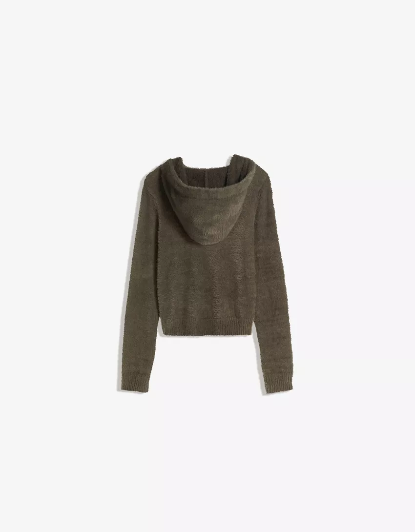 Embroidered knit zip-up jacket