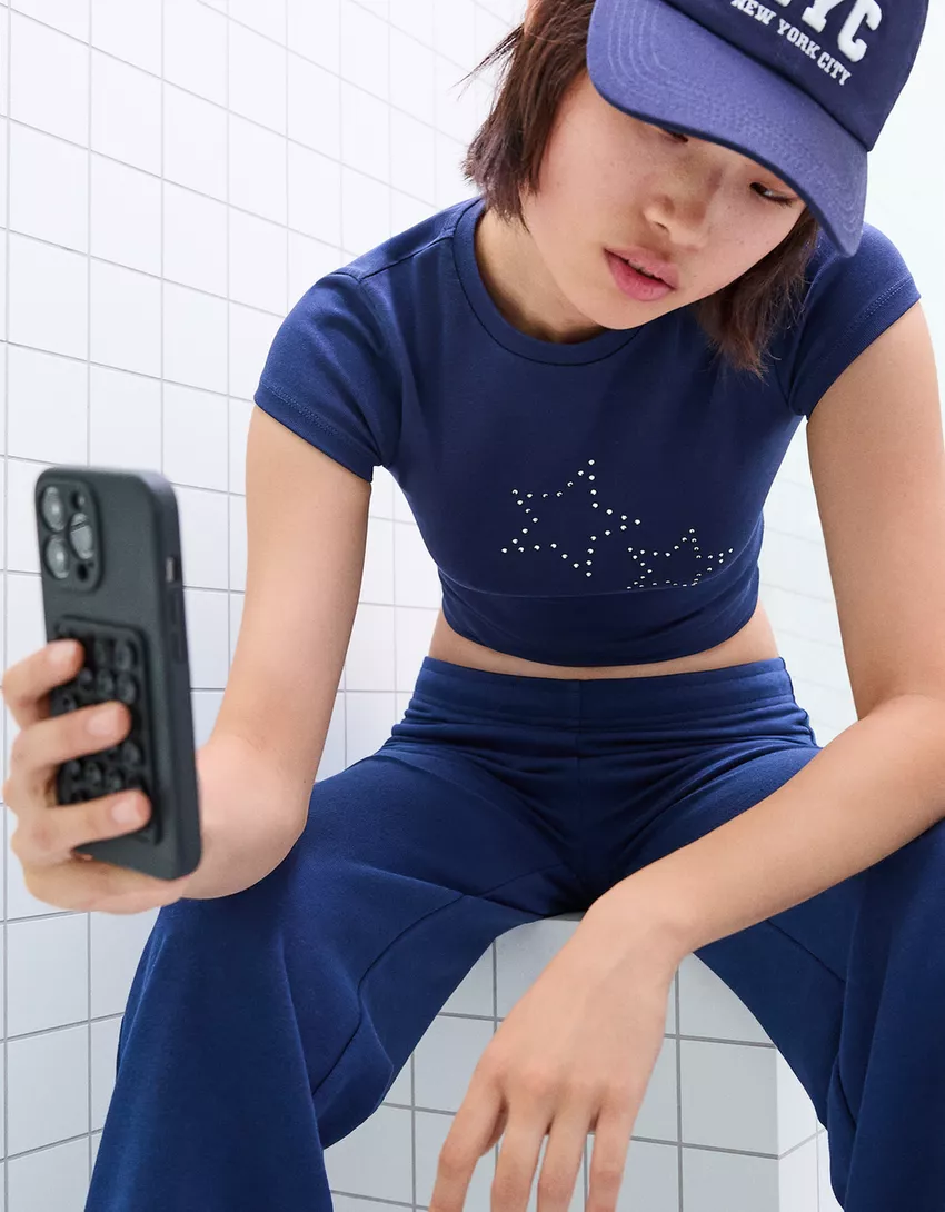 Short sleeve studded T-shirt