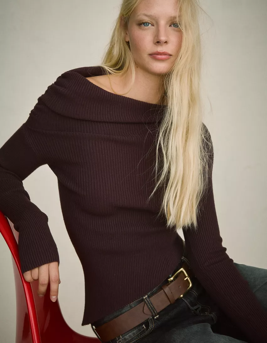 Asymmetric gathered sweater