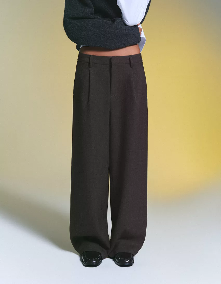 Voluminous double-fabric pants