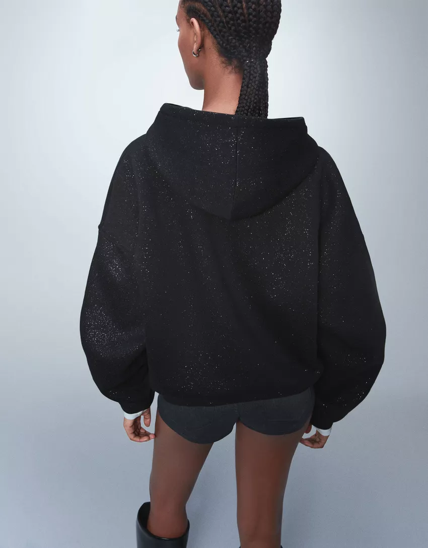 Glitter hooded sweatshirt