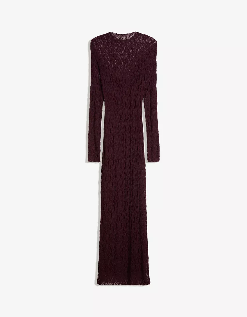 Blonde lace long sleeve midi dress