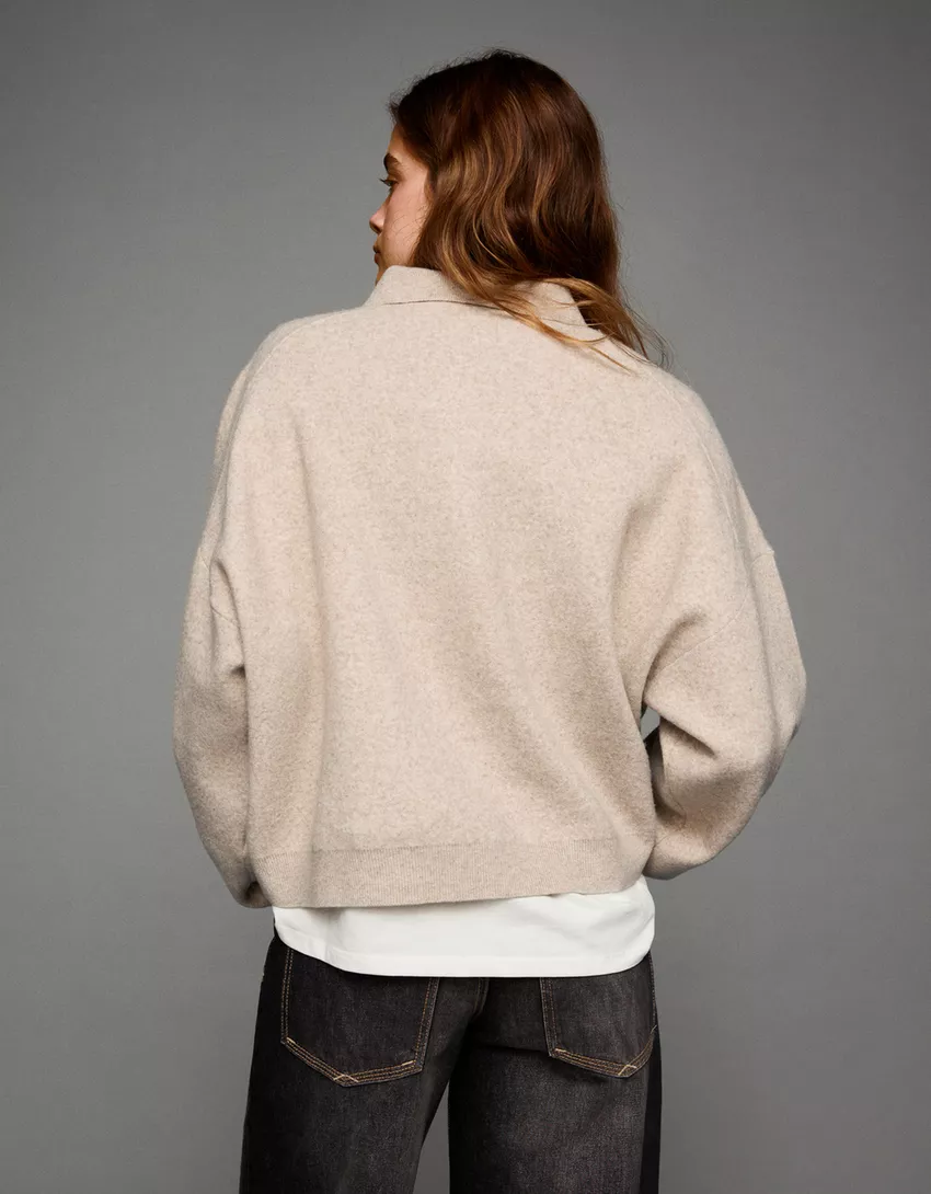 Boxy polo collar sweater