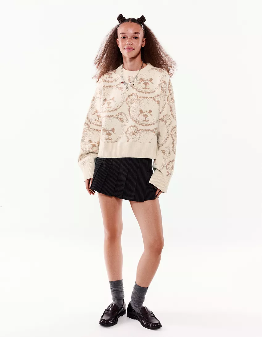 Printed jacquard sweater