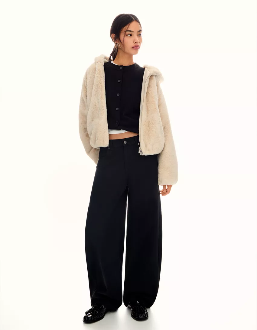 Faux fur hooded jacket