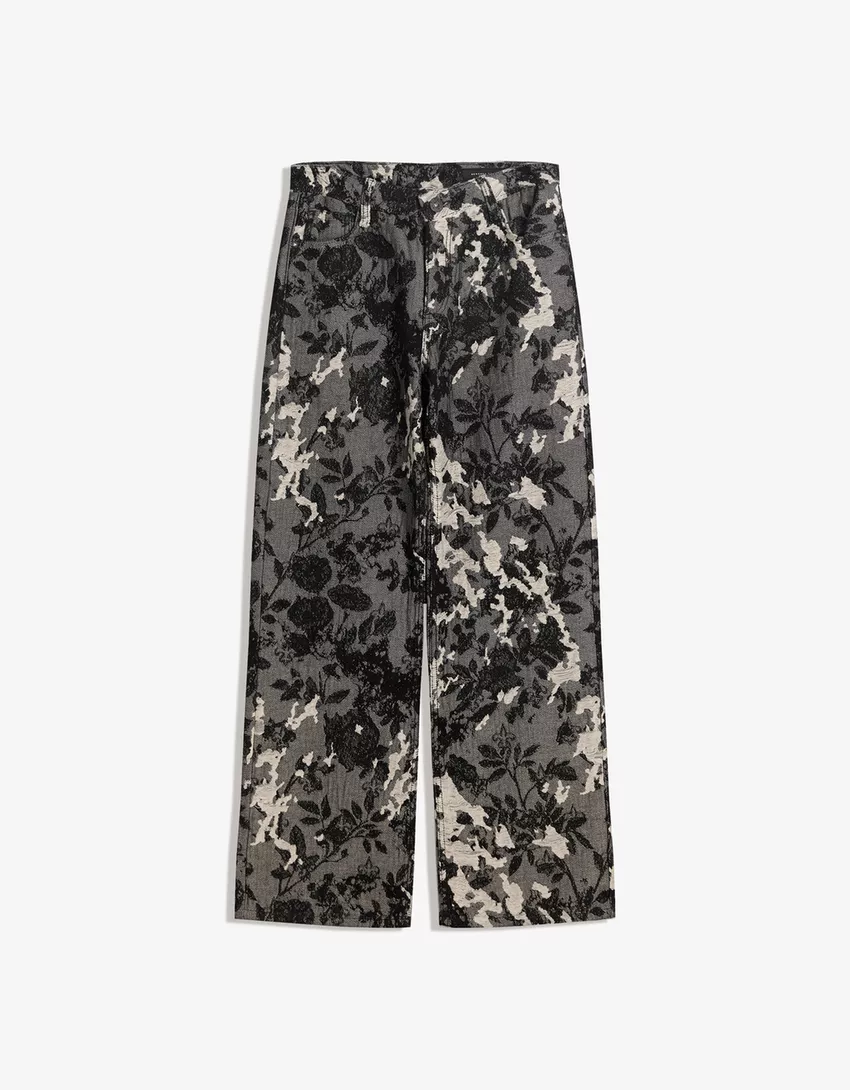 Jacquard print baggy jeans