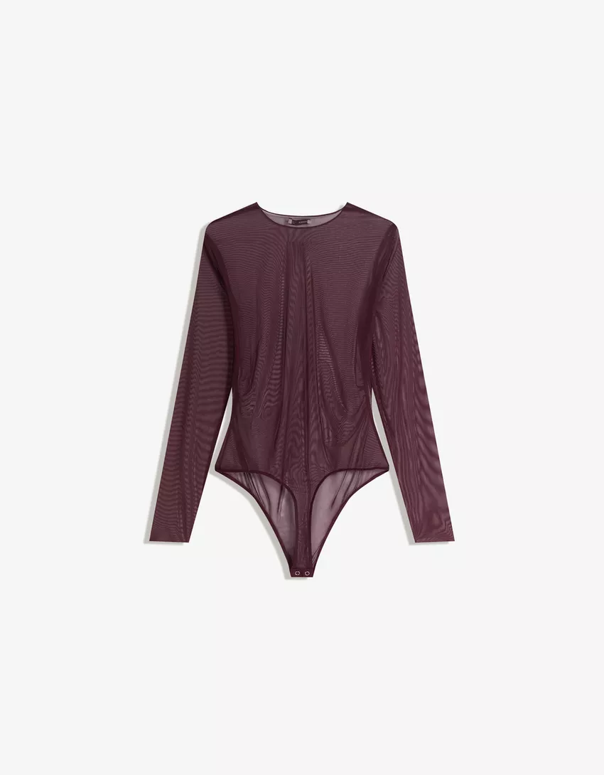 Long sleeve tulle bodysuit