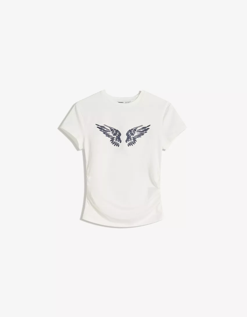 Short sleeve studded print T-shirt