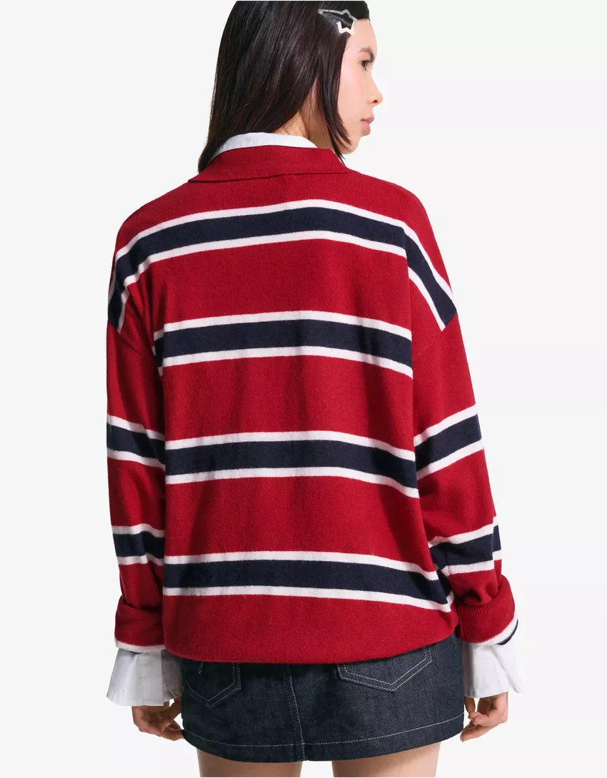 Sweater with polo collar